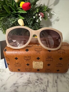 MCM Nude-Beige Oversized Women's Sunglasses with Brown Lenses
